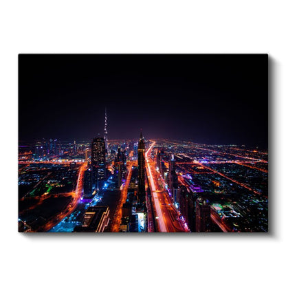 Dubai Gecesi - Işıklı Otoyollar Kanvas Tablo
