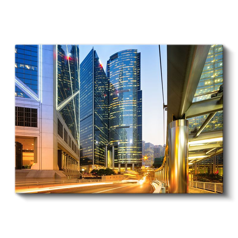 Finans Merkezi - Işıklı Otoyol Manzarası Kanvas Tablo