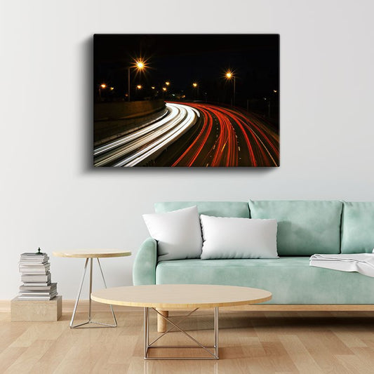 Otoyol Işıkları - Gece Dinamizmi Kanvas Tablo