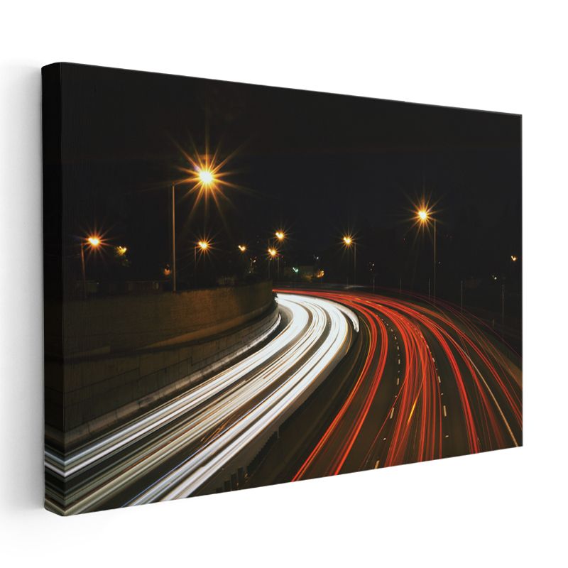 Otoyol Işıkları - Gece Dinamizmi Kanvas Tablo