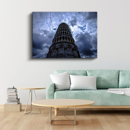 Pisa Kulesi - Dramatik Gökyüzü Altında Kanvas Tablo