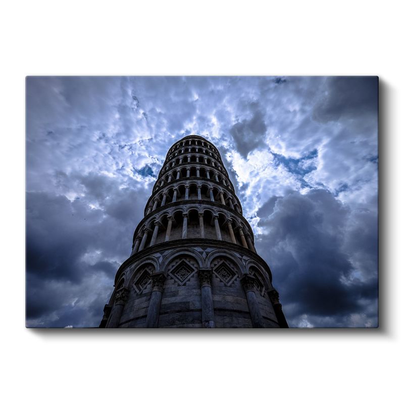 Pisa Kulesi - Dramatik Gökyüzü Altında Kanvas Tablo