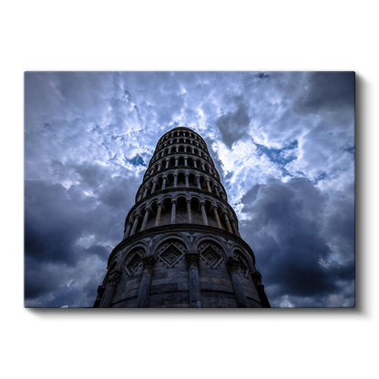 Pisa Kulesi - Dramatik Gökyüzü Altında Kanvas Tablo