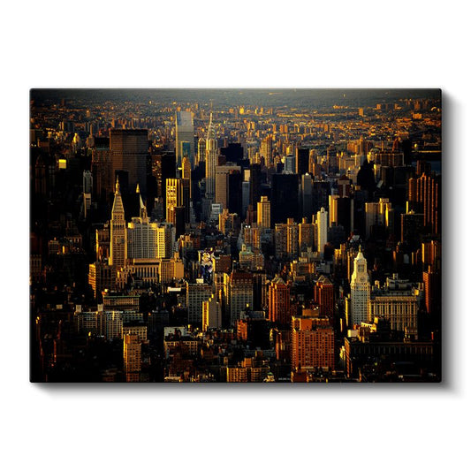 Manhattan Silüeti - Altın Saat Işığında Kanvas Tablo
