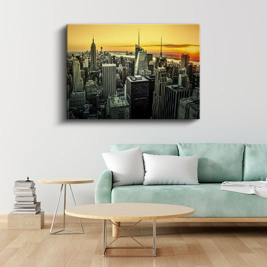 New York Gökdelenleri - Günbatımı Manzarası Kanvas Tablo