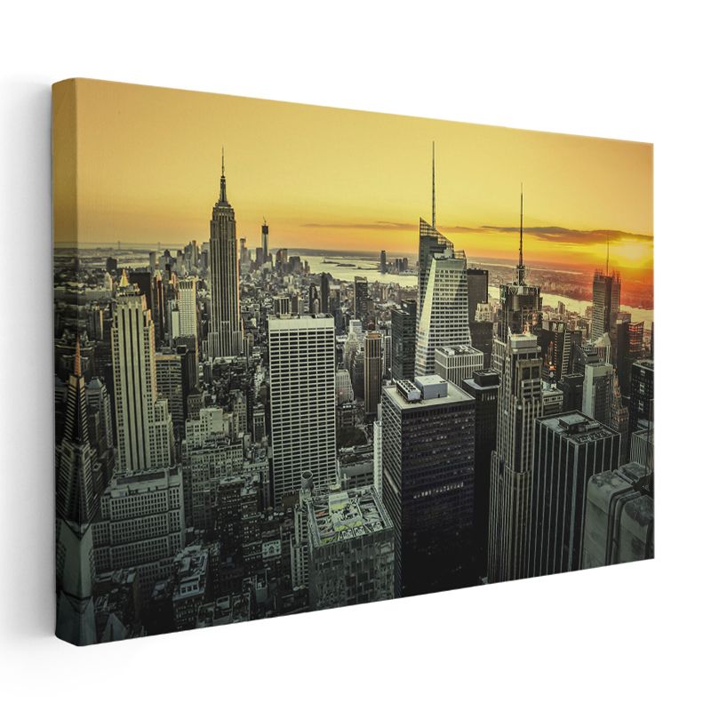 New York Gökdelenleri - Günbatımı Manzarası Kanvas Tablo