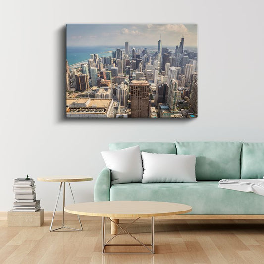 Chicago Panoraması - Göl Kıyısı Şehir Manzarası Kanvas Tablo