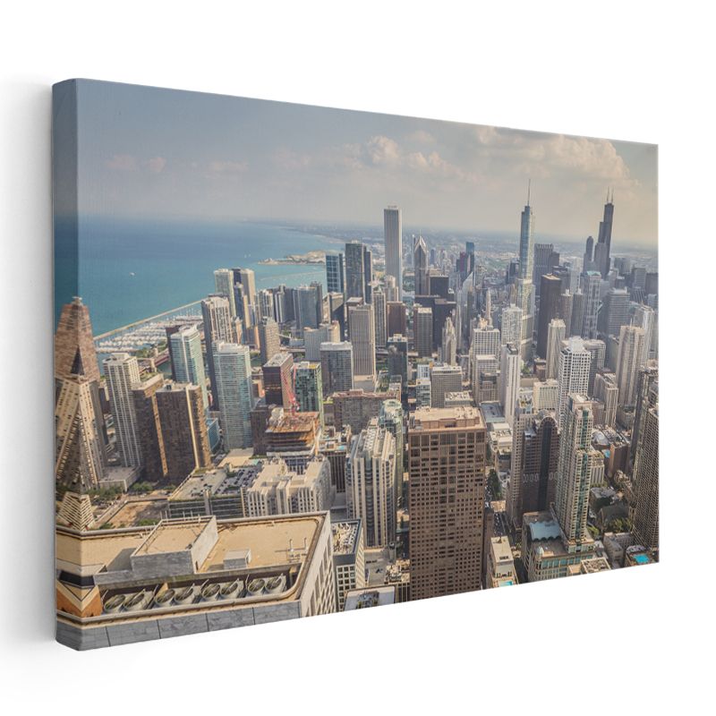 Chicago Panoraması - Göl Kıyısı Şehir Manzarası Kanvas Tablo