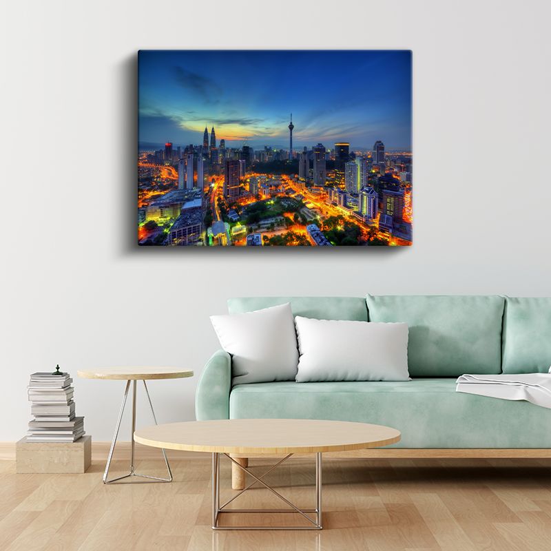 Kuala Lumpur Gece Görünümü - Işıklar İçinde Metropol Kanvas Tablo