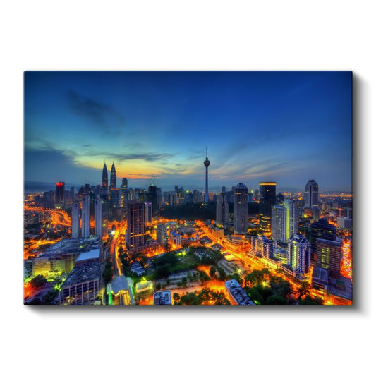 Kuala Lumpur Gece Görünümü - Işıklar İçinde Metropol Kanvas Tablo