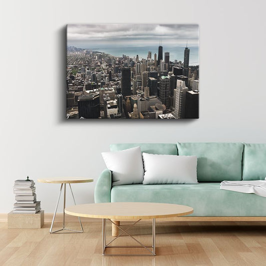 Chicago Silueti - Göl Kıyısı Metropolü Kanvas Tablo