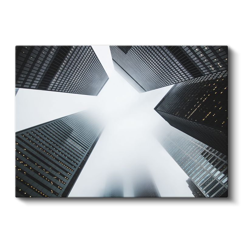 Metropol Zirvesi - Sis İçinde Gökdelenler Kanvas Tablo