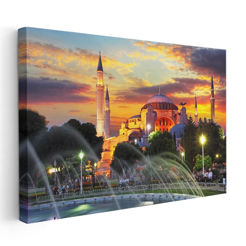 Ayasofya Camii - Günbatımı Silüeti Kanvas Tablo