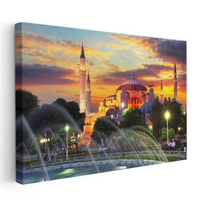 Ayasofya Camii - Günbatımı Silüeti Kanvas Tablo