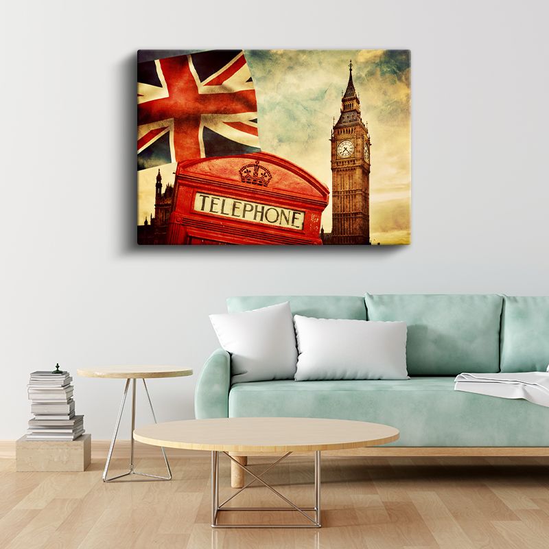 Londra Sembolleri - Nostaljik Şehir Kolajı Kanvas Tablo