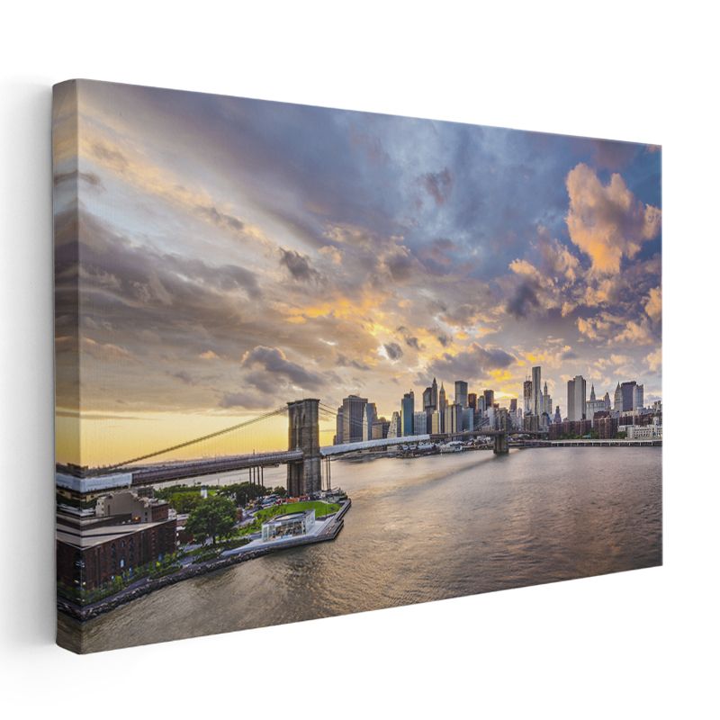 Brooklyn Köprüsü - Altın Saatler Manzarası Kanvas Tablo