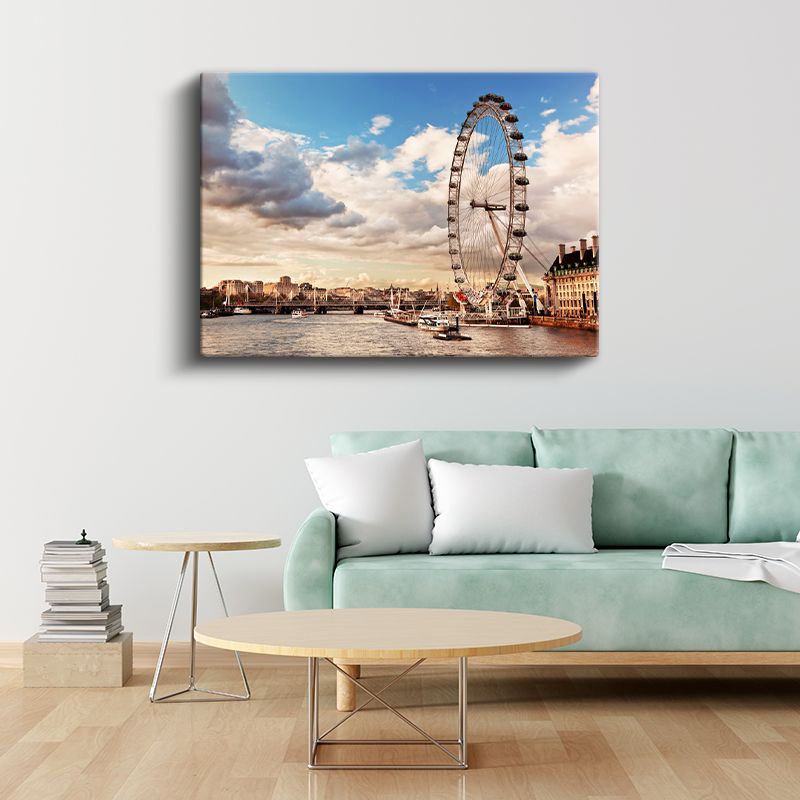 London Eye - Nehir Kıyısı Manzarası Kanvas Tablo