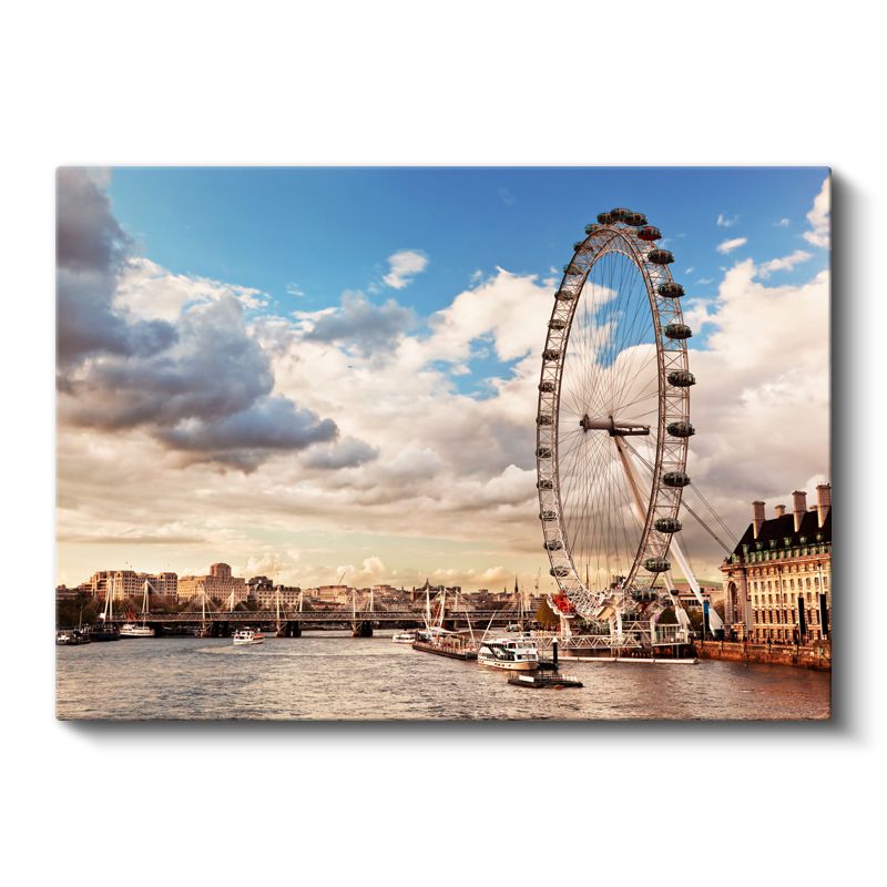 London Eye - Nehir Kıyısı Manzarası Kanvas Tablo