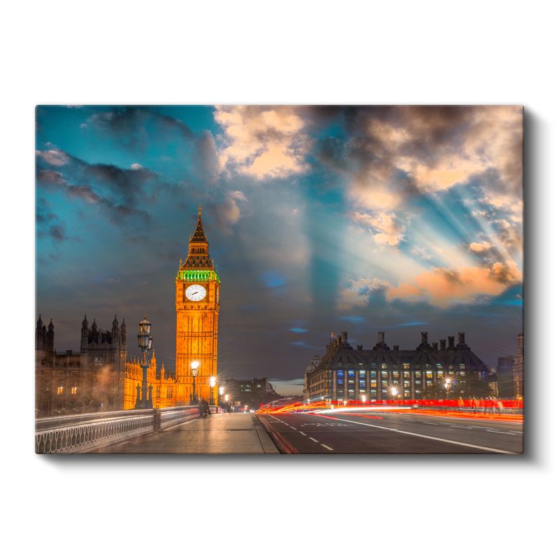 Big Ben - Akşam Işıkları Manzarası Kanvas Tablo