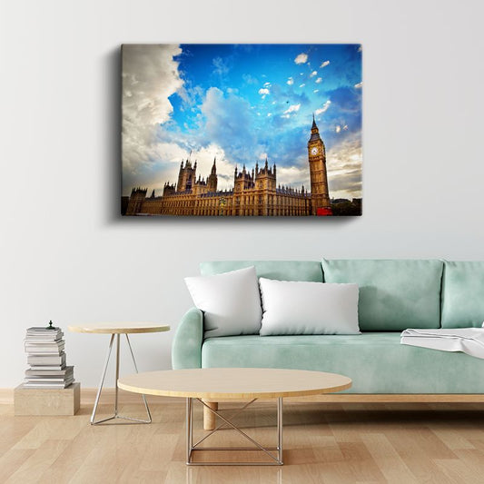 Westminster Sarayı - Gökyüzü Detaylı Kanvas Tablo