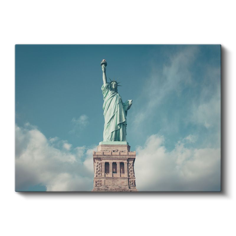 Özgürlük Heykeli - Turkuaz Gökyüzü Altında Kanvas Tablo