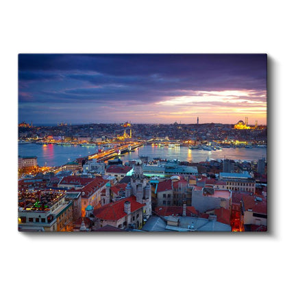 İstanbul Panoraması - Akşam Işıkları Kanvas Tablo