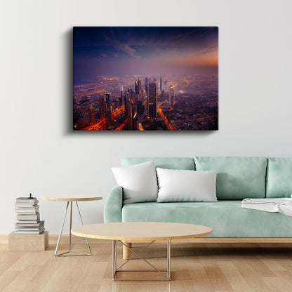 Dubai Gökdelenleri - Gece Manzarası Kanvas Tablo