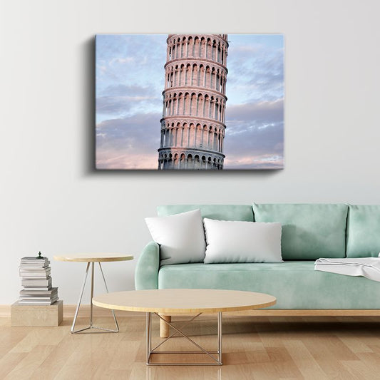 Pisa Kulesi - Pastel Gökyüzü Detayı Kanvas Tablo