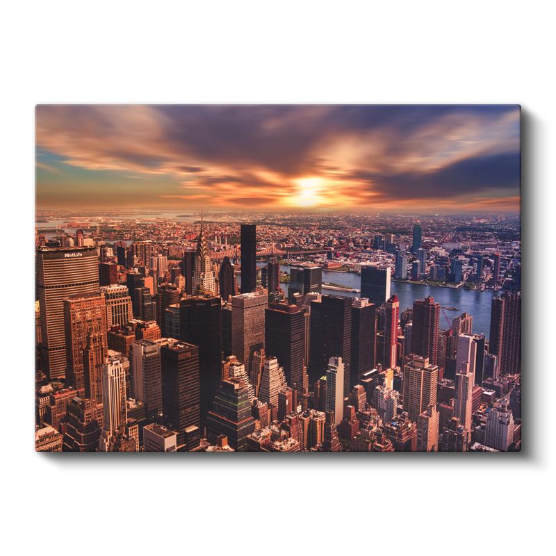 Manhattan Silüeti - Gün Batımı Işıkları Kanvas Tablo
