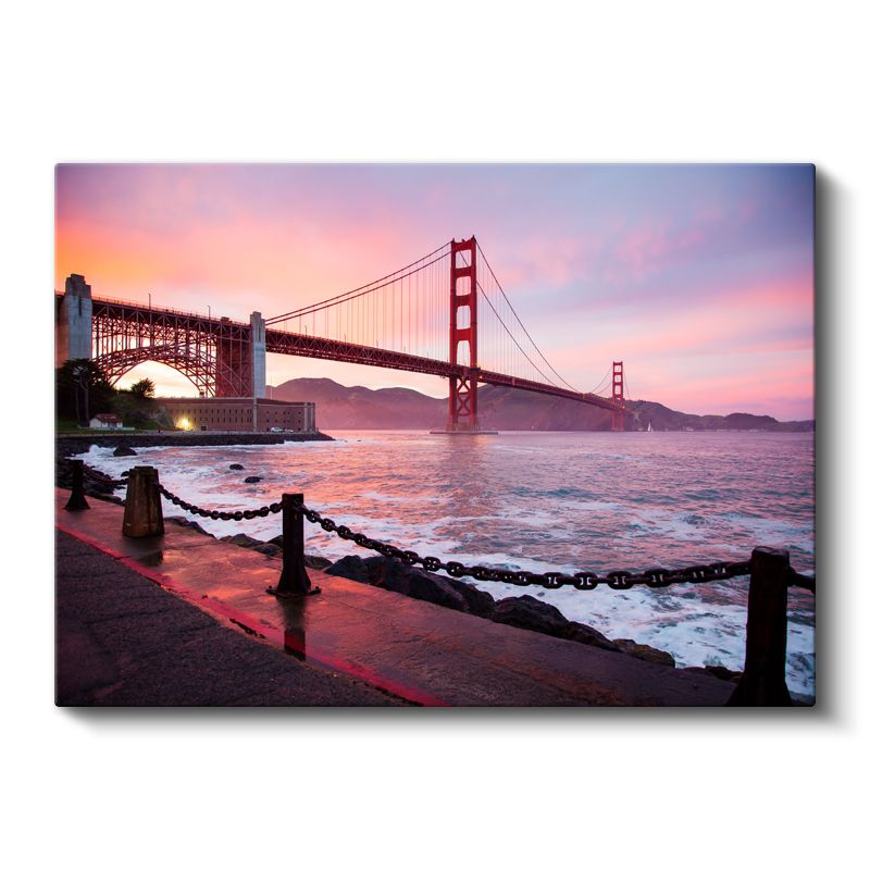 Golden Gate Köprüsü - Pembe Gökyüzü Altında Kanvas Tablo