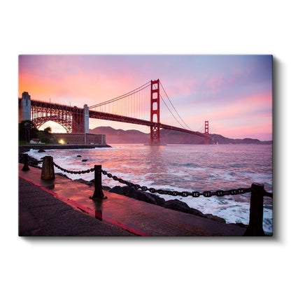 Golden Gate Köprüsü - Pembe Gökyüzü Altında Kanvas Tablo