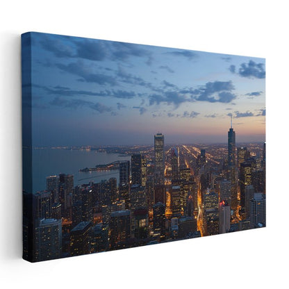 Chicago Gökdelenleri - Akşam Panoraması Kanvas Tablo