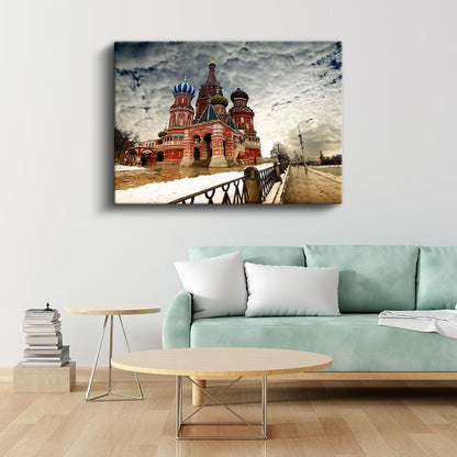 Aziz Vasil Katedrali - Kış Manzarası Kanvas Tablo