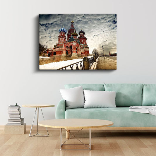 Aziz Vasil Katedrali - Kış Manzarası Kanvas Tablo