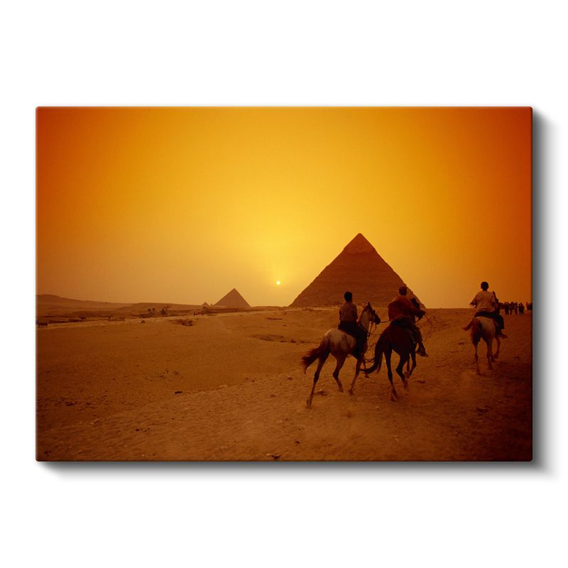 Mısır Piramitleri - Çöl Günbatımı Kanvas Tablo