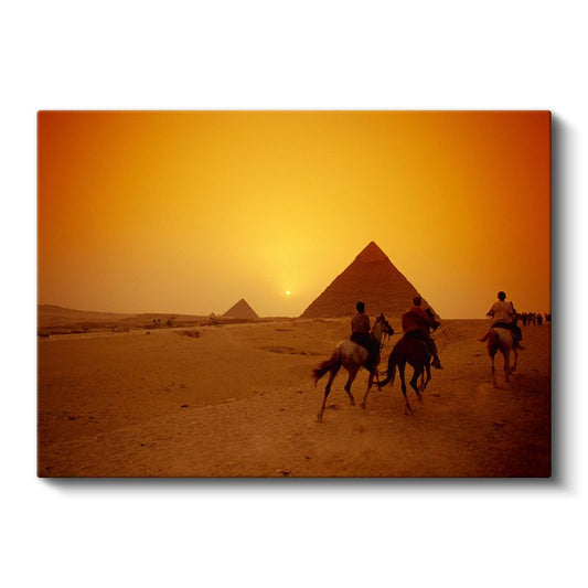 Mısır Piramitleri - Çöl Günbatımı Kanvas Tablo