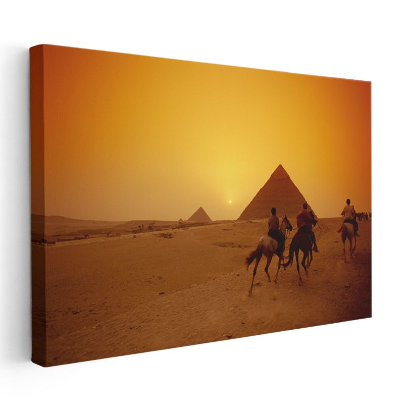 Mısır Piramitleri - Çöl Günbatımı Kanvas Tablo