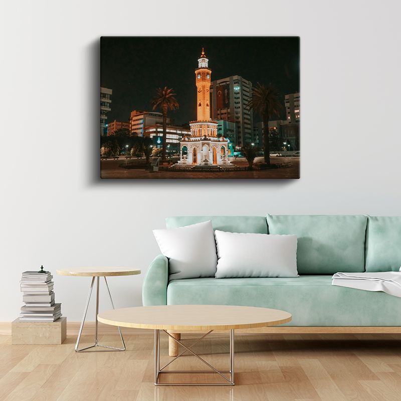 İzmir Saat Kulesi - Gece Işıkları Kanvas Tablo
