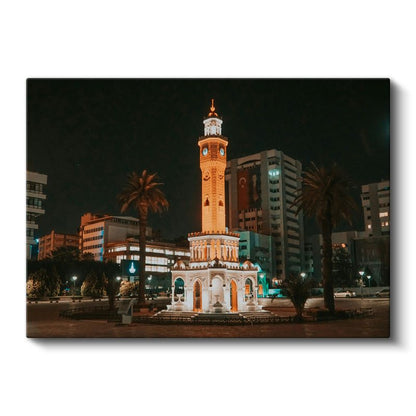İzmir Saat Kulesi - Gece Işıkları Kanvas Tablo