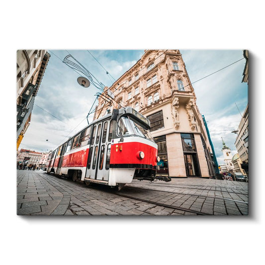 Prag Sokakları - Nostaljik Tramvay Kanvas Tablo