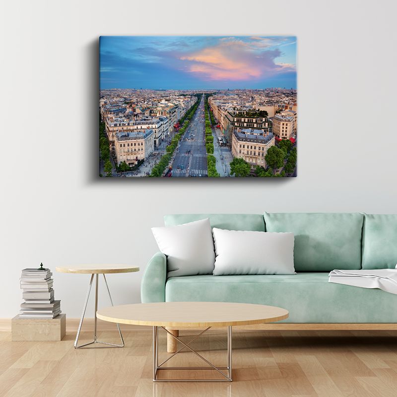 Paris Bulvarları - Kuşbakışı Görünüm Kanvas Tablo