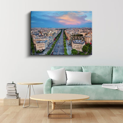 Paris Bulvarları - Kuşbakışı Görünüm Kanvas Tablo