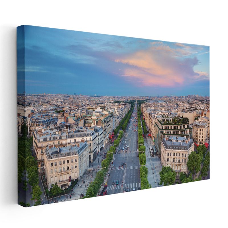 Paris Bulvarları - Kuşbakışı Görünüm Kanvas Tablo