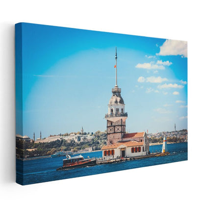 Kız Kulesi - Mavi Gökyüzü Altında Kanvas Tablo