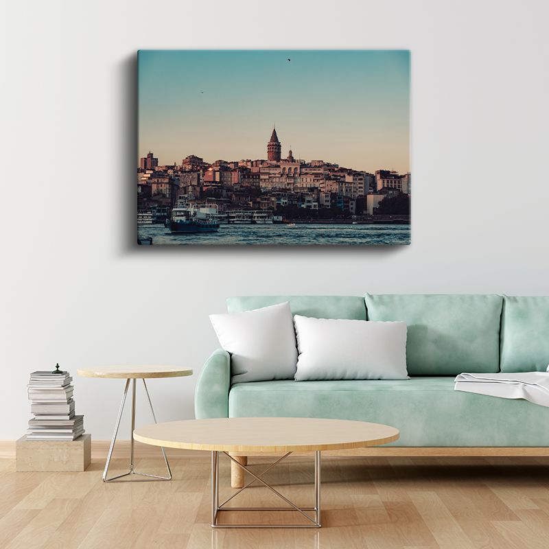 Galata Kulesi - Deniz Manzaralı Kanvas Tablo