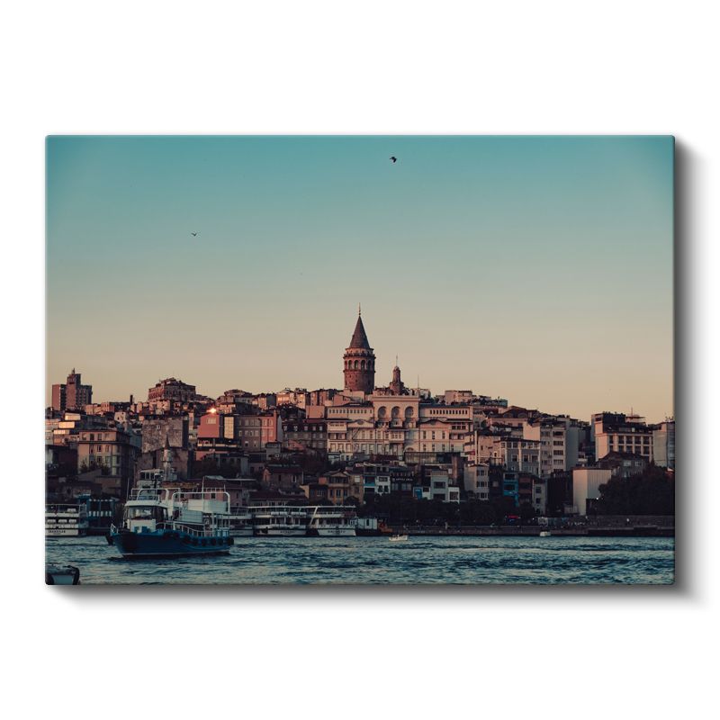 Galata Kulesi - Deniz Manzaralı Kanvas Tablo