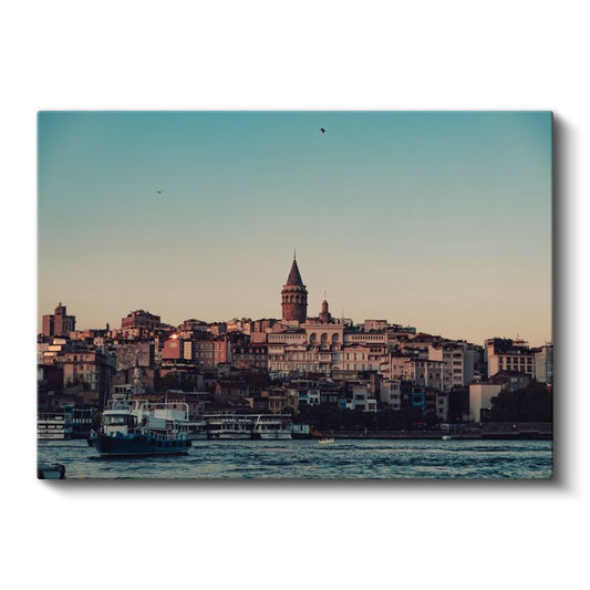 Galata Kulesi - Deniz Manzaralı Kanvas Tablo