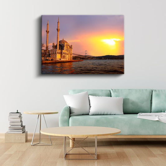 Ortaköy Camii - Günbatımı Silüeti Kanvas Tablo