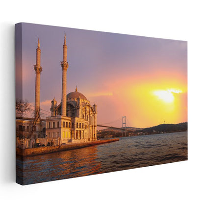 Ortaköy Camii - Günbatımı Silüeti Kanvas Tablo