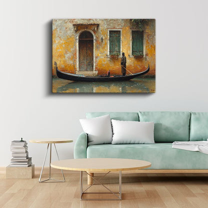 Venedik Gondolcusu - Klasik İtalyan Mimarisi Kanvas Tablo